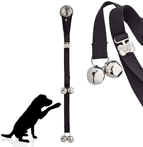 PoochieBells Handgefertigte Hunde-Türklingel für das Töpfchentraining - einfach & schnell, Hundesichere USA-Made Hundetürklingel mit perfektem Klang, Hundetrainer empfohlen ab 20 Jahren, Schwarz