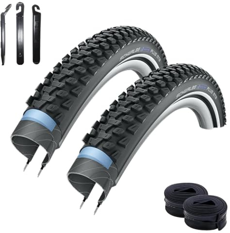 maxxi4you Fahrradreifen Mountainbike Schwalbe Marathon Plus MTB Unplattbar mit Reflex + 2 Schläuche SV19 inkl. 3 Reifenheber 29 x 2,10 Schwarz