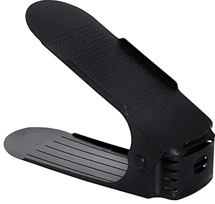 HENGMEI 30er Set Verstellbarer Schuhregal Set Schuhstapler Schuhhalter Schuhorganizer 3 höhenverstellbar, rutschfest, Schwarz