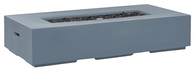 Stilvolle Feuerstelle Leichtbeton/Edelstahl rechteckig Graphit grau Pavo