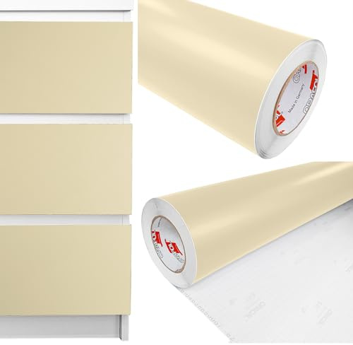 Möbelfolie selbstklebend 100x400 cm | Einfarbig Klebefolie für Möbel | Klebefolie Möbel - einfache Anwendung, ideal für die Renovierung von Küche oder Bad | Möbelfolie | Beige Matt