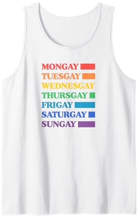 Mongay Through Frigay Gay Agenda Pride Flag Days of the Week Tank Top