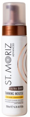 St Moriz Advanced Colour Correcting Tanning Mousse in Ultra Dark | With Hyaluronic Acid, Vitamin B5 & Advanced Skin Care Benefits | Adds Warmth To Deep Skin Tones | Fast-Drying Vegan Fake Tan | 200ml