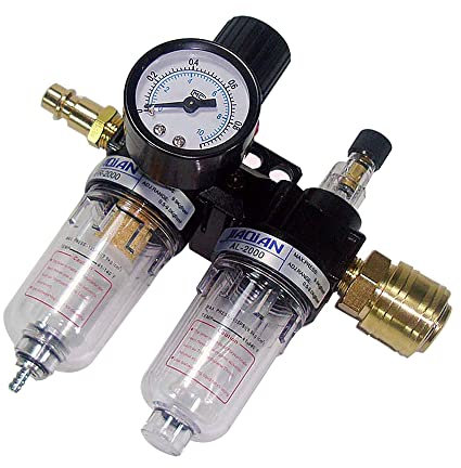 Ruolin Regolatore Filtro Compressore D'Aria, 1/4 Pressione Aria Separatore Acqua Riduttore di Pressione per Compressore Pneumatico Componenti, Separatore D'Acqua-Olio