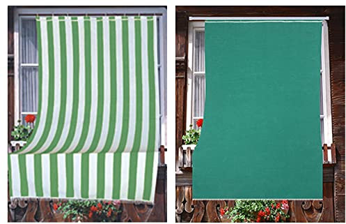Home Tresor - Tenda da Sole a Caduta | Tenda da sole per Balconi in Tessuto Resistente per Esterno, 100% Poliestere, Misura cm. 140 x 300, col. Verde (Rigata)
