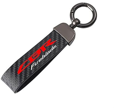Lupsty Motorrad Schlüsselanhänger Kohlefaser Leder Seil Schlüsselanhänger für Honda CBR Fireblade CBR1000RR CBR Fireblade 2008-2017 (Schwarz, Normal)