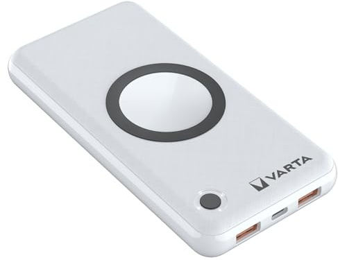 VARTA 2 in 1 Power Bank und Wireless Charger, kabelloses Ladegerät, Powerbank 15000mAh, LED Ladestandanzeige, lädt bis zu 4 Geräte gleichzeitig, inkl. USB C Ladekabel
