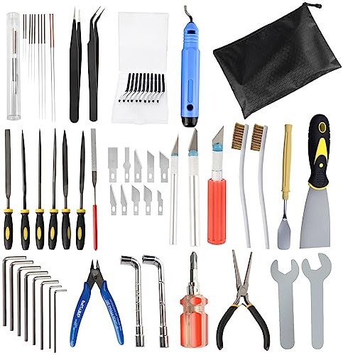IdeaFormer 62Pcs 3D Printer Tools Kit, 3D Printer Accessories Multifunctional Tool Kit for Removing, Finishing and Cleaning, Compatible with All 3D Printers