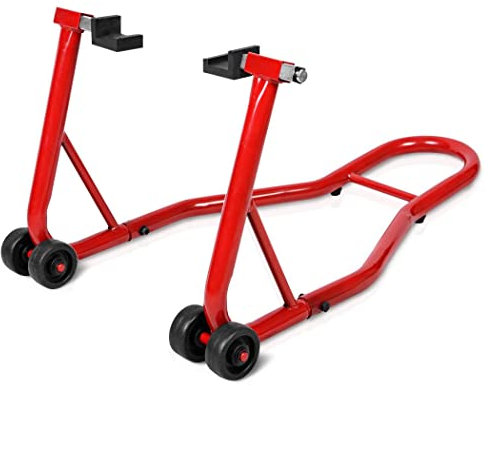 COSTWAY Heavy-Duty Motorbike Stand, Portable Motorcycle Rear Wheel Lift, Motor Bike Paddock Stand Back Wheels Lifting for Garage Workshop (Red)