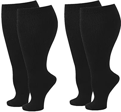 Zingso Breda vadkompressionsstrumpor för kvinnor män, 2 par plus size extra stora stödstrumpor strumpor minskar svullnad och smärta för sjuksköterskor som springer gravid resor flyg 20-25 mmHg, 2