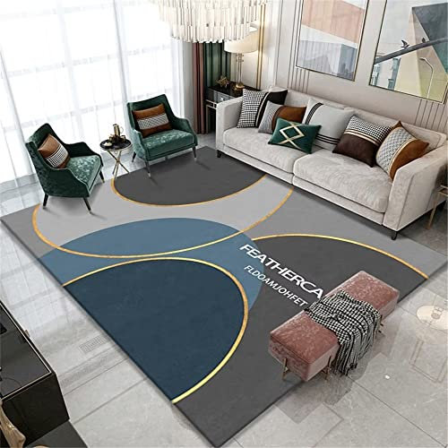 DJHWWD auslegeware Terassen Teppich Blaugrauer Teppich, moderner Esszimmerteppich, Schlafzimmer, Bodenmatte, feuchtigkeitsbeständig spielteppich mädchen 60X90CM