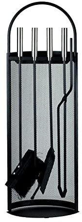 Comtempo Arc 4PC Black Powder Coated Steel Companion Set with Stainless Steel Handles - 67cm / 26.5 Height.