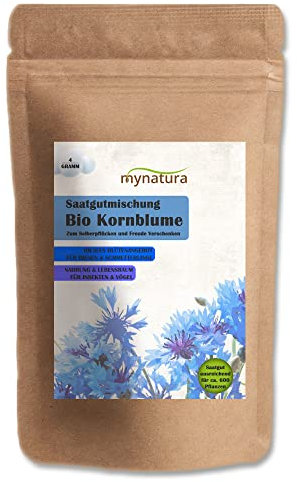 mynatura Fiordaliso misto di semi organici | piante | semina | giardino, terrazza, balcone, api, farfalle, protezione della specie | natura (3 x 4 g)
