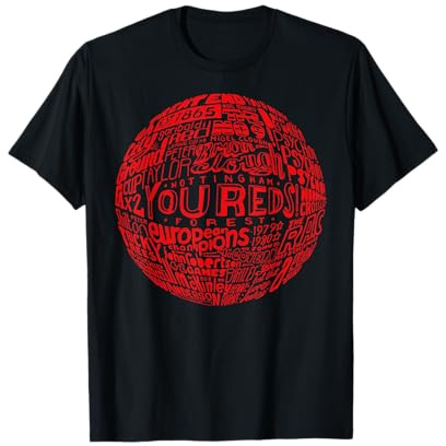 Pallone da calcio tipografico rosso Nottingham Forest Maglietta