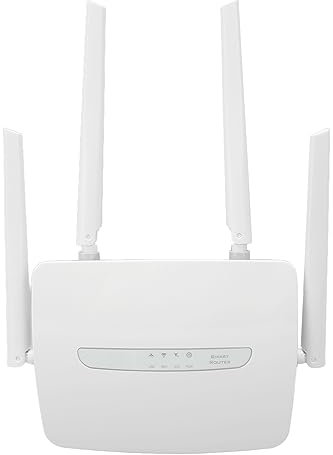 ciciglow 4G LTE-Router, 150 Mbit/s WLAN-Hotspot mit 4 Antennen, Unterstützt 32 Benutzer, SIM-Kartensteckplatz, WAN/LAN-Port, für Innen-/Außenabdeckung und Überwachungskamera-Projekte