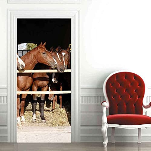 3D Türaufkleber Türtapete Selbstklebend Türposter Stalltier Pferd 80 X 200 Cm Fototapete Türfolie Wasserdichte Abnehmbare Pvc Türtapete Innentür Schlafzimmer Küche Bad - Tür Fotos