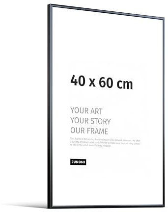 JUNOMI® Bilderrahmen 40x60 cm, Aluminium Schwarz matt, Posterrahmen
