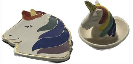 TDST Einhorn-Ringhalter und Schmucktablett, Geburtstagsdekorationen für Schmuck, Hornschale, Ausstellung, Schmuckstücke, Erwachsenenregal, Großpackung Ornamente für Schlüssel, klein, mit