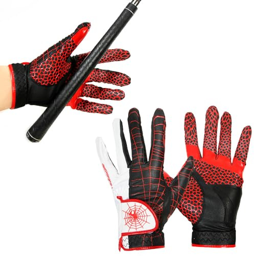 J&S Sporting Spider Grip Nonslip Golf Glove (Red, Medium (23))