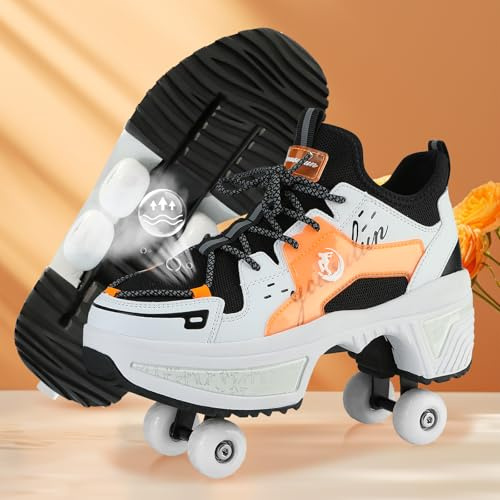 Rollschuhe Schuhe,Schuhe mit Rollen für Mädchen,Turnschuhe mit Rollen Jungen,Roller Schuhe zum Einklappen,LED Roller Skates for Kids,Schuhe Roller Frauen (C, 40)