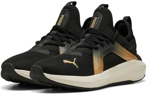 PUMA SOFTRIDE Enzo 5 Metallic WN'S, Zapatillas para Correr de Carretera Mujer, Black-Warm White Gold, 40 EU