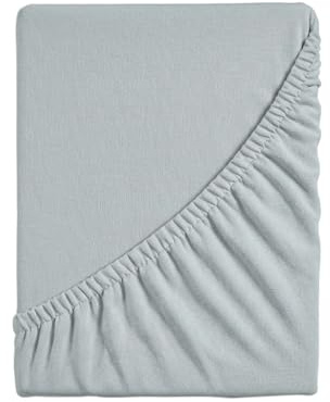 Spannbettlaken für Doppelbett, Spannbettlaken mit Ecken, einfarbig, elastisch auf 4 Seiten, 100% Baumwoll-Jersey, 170/180 x 190/200 cm, Grau