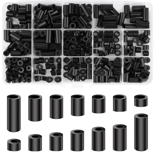 360 Stk Runde Distanzhülsen für M3 M4 Schrauben, Runde Abstandshalter Kunststoff, Nylon Kunststoff Distanzhülsen, Lsolierung Beilagscheiben