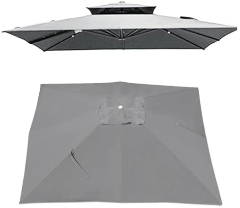 IMUNKT 300x300cm Quadratisch Sonnenschirm Ersatzbezug Ampelschirm-Abdeckung 8 Streben UV 50+ Sonnenschirm Ersatz Stoff Für Garten Pavillon Hof Pool Markt(Light Grey)