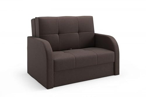 LIKMA Braun 2 Sitzer Sofa mit Schlaffunktion Togo 135 cm Schlafcouch mit Stauraum - Easy Clean Moderne Wohnzimmer Couch - Sofa mit Bettfunktion - Schlafsofa Stoff: Inari 28