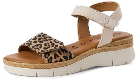 Tamaris Sandales compensées pour femme 1-28220-44 Ivoire/léopard, 37 EU, Ivoire Leopard, 37 EU