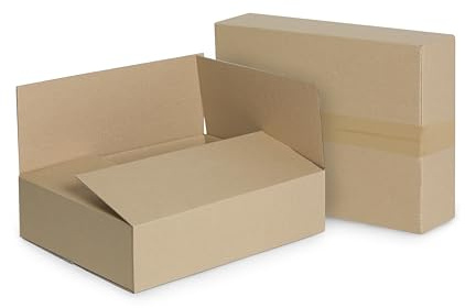 WePack 25 Stück Faltkarton 400x300x100 mm Versandkarton E-commerce Karton 1-Wellig 400G Braun Kartonage Verpackung Postkarton Versandschachtel Paket Päckchen