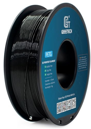 GEEETECH PETG Filament 1,75 mm Schwarz 1 kg Spool für 3D-Drucker,PETG 3D Drucker Filament, Maßgenauigkeit +/- 0.02mm