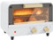 HOMCOM Horno Eléctrico 12L de 2 alturas con Temporizador y Temperatura Ajustable, Mini Horno de Acero Inoxidable, Cristal y Plástico, 31,5x27,7x22,7 cm, Blanco y Dorado