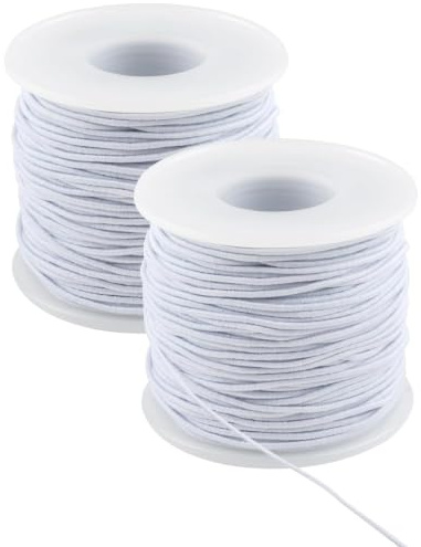 1 mm x 100 m Gummiband für Armbänder,2 Rollen hutgummi,Weiß | Gummischnur, Gummikordel,Elastische Perlenschnur, Für DIY Schmuckherstellung