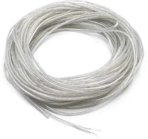 GOIYZTTR 20M Cavo Elettrico Trasparente PVC 28AWG Trasparente Flessibile Cavo 2 Fili Piatto Cavo Elettrico Diametro Esterno 1,6 x 3,2 mm per Apparecchi Elettrici a Bassa Potenza e Illuminazione