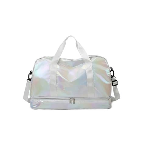 Reiseseesack Reisetasche for Damen, glänzend, große Kapazität, Handtasche, Schultertasche, lässige Umhängetasche, Gepäcktasche, Trocken-/Nasstrennung, Sport-/Fitnesstasche FüR Fitness, Schwimmen, Spor
