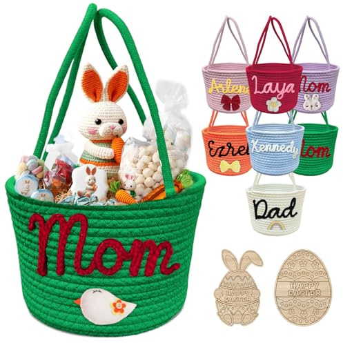 Personalisierter Osterkorb mit Namen, individuell gewebte Ostereierkörbe, individuelle Ostereimer, Geschenke für Jungen und Mädchen