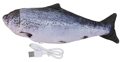 Toyvian Katzenspielzeug Elektrischer Fisch aus Plüsch mit USB Ladung und Katzenminze Springendes Haustier Spielzeug zur Vermeidung von Kratzern an Möbeln und Böden