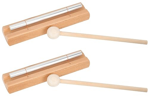 QUMIIRITY Meditations Handglocken 2 Stück Aus Metall Holz Mit Klöppel Klarer Klang Für Yoga Achtsamkeit Und Unterricht