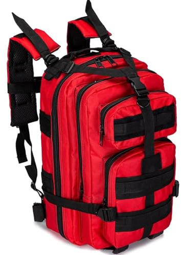 Mochila De Primeros Auxilios De 20 litros, Kit De Primeros Auxilios Bolsa De Primeros Auxilios para Traumatismos Impermeable, Multibolsillos para Senderismo Viajes Excursiones