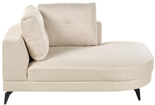 Beliani Chaiselongue Kunstleinen Hellbeige Links wasserabweisend mit Metallbeinen Marum