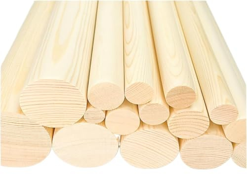 Unbehandelte Hartholz-Rundstäbe – 3,5 cm Durchmesser, natürliche Kiefernholzstäbe for Bastelarbeiten, Windspiele und Möbelreparaturen(20cm 4pcs)