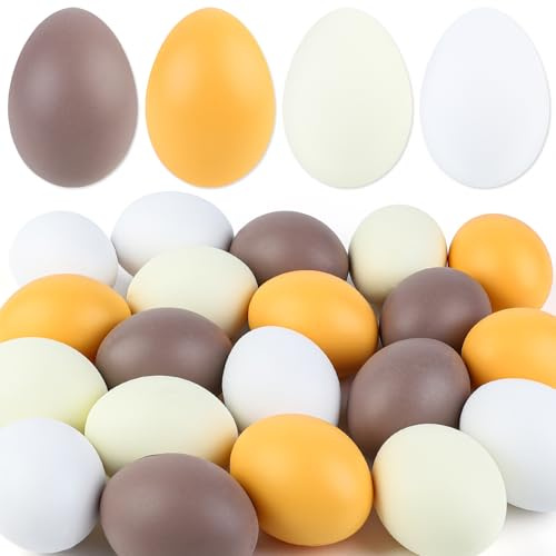 Larber 20 PCS Neutro Huevos de Plástico de Pascua 6 CM, 4 Colores Falsos Huevos de Plástico para Cuencos, Relleno Jarrones, Primaverales DIY Decoraciones