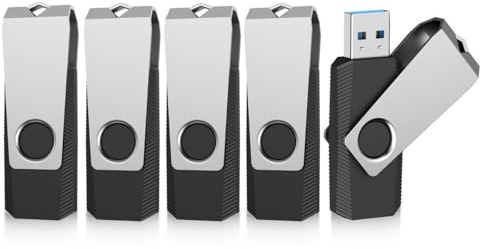 Vansuny Pendrive 16 GB 5 Pack Pen Drive 16GB USB 3.0 Alta Velocidad Llavero 16GB Memoria USB con Tapa Metálica Giratoria 360° para Coche/computadora/Consola de Juego (16GB, Negro)