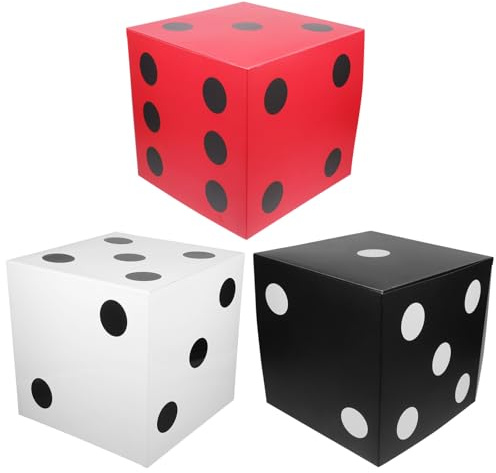 FOYTOKI 3 Stück Partywürfel Zubehör aus Papier Wiederverwendbar und Einfach zu Montieren Große Würfelbox für Geburtstagsfeiern und Kartenspiele als Einzigartige Vegas Partydekoration