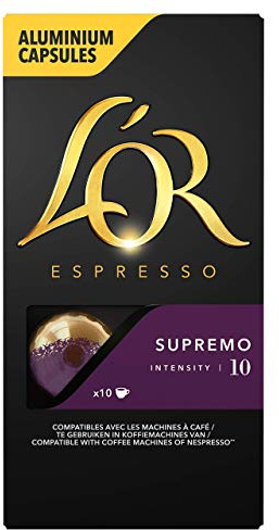 L'Or Espresso Café Supremo - Intensité 10 - 50 Capsules en Aluminium Compatibles avec les Machines Nespresso®* (Lot de 5X10 capsules)