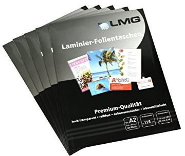 LMG Laminierfolien 426 x 610 mm, 2 x 125 mic, glänzend, 25 Stück, Heiß-Laminierfolien aus BESTER Verarbeitung, OHNE WASSERZEICHEN-Für Dokumente, Fotos oder Karten, Wasserfest, unzerreißbar in Glänzend