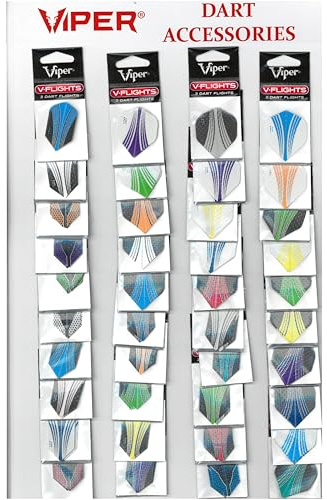 Viper Assorted Dimplex Dart Flights on Display Card: 40 Sets of Mixed (Standard and Slim) Flights, 120 Pieces