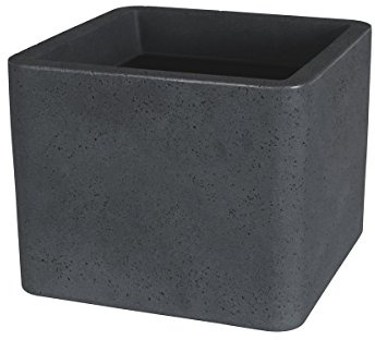 greemotion Pflanzkübel Lea in Schwarz-Granitoptik - Blumentopf eckig - Pflanzgefäß 40x40cm - Blumenkübel Kunststoff - Pflanztopf Erdvolumen 44L - Pflanzkasten wasserdicht - Garten-Zubehör UV-beständig