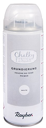 Rayher Chakly Finish Grundierung, Spraydose 400 ml, gleicht Unebenheiten aus, verbessert die Haftung der Chalky Finish Spray Farben, ultramatte, weiße Universalgrundierung, 34372000
